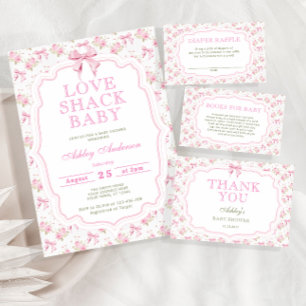 Carte D'accompagnement Love Shack Pink Baby shower Déchets Raffle Billets
