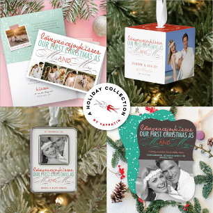 Mr & Mrs First Christmas Mistletoes Photo Wedding Wrap Around Label