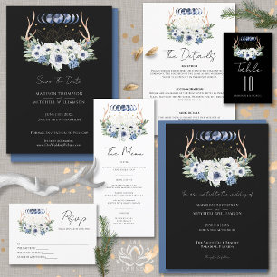 Moon Crystals Flowers Boho Metaphysical Wedding  Invitation