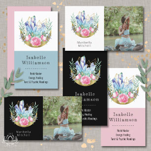 Carte De Visite Boho Crescent Lune Crystal Cluster Roses Rose rose