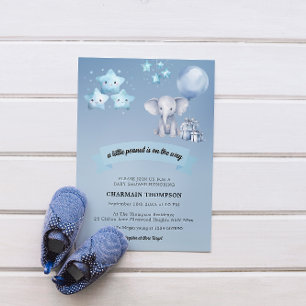 Little Peanut Elephant Blue Balloon Baby Shower Napkin