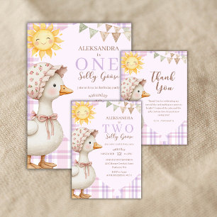 One Silly Goose Girl 1st Birthday Party Thank You Classic Round Sticker