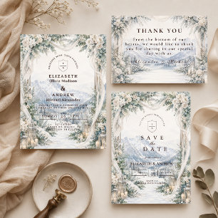 Cartons Réponse Mariage d'hiver romantique en plein air