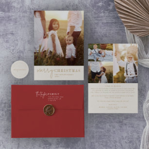 Modern Chic   Gold Christmas Photo Year in Review Holiday Card