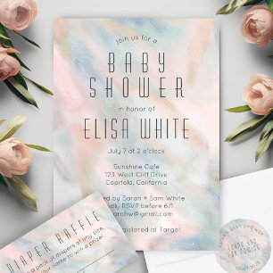 Invitation Carte Postale Baby shower Pastel Abstrait Élégant Chic PERSONNAL