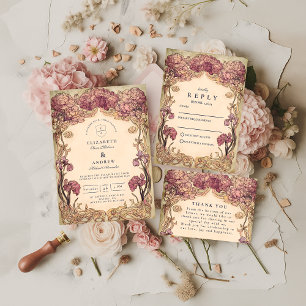 Art Nouveau Orchid Wedding Invitation