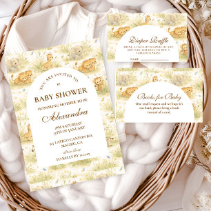 Cute Safari Baby Animals Storybook Jungle Invitation