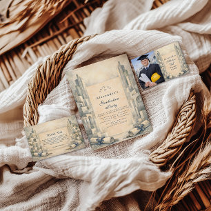 Photo Vintage Architecture Drawing Graduation Announcement