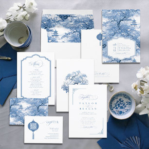 Porcelain-Inspired Chinoiserie QR Code  ID1094 RSVP Card