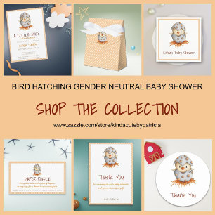Neutral diaper raffle card with a chick hatching
