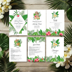Watercolor Hawaiian Aloha Luau Wedding Invitation