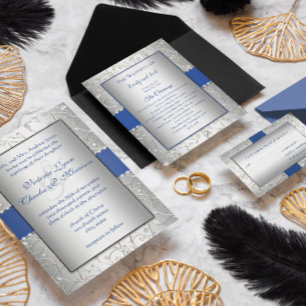 Invitation Mariage Royal Blue Silver