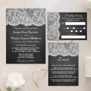 The Chalkboard & Lace Wedding Collection Announcement Postcard