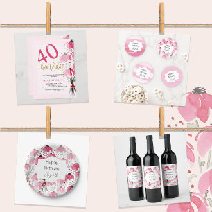 Cute Pink watercolor Floral Hand-painted Wrapping Paper