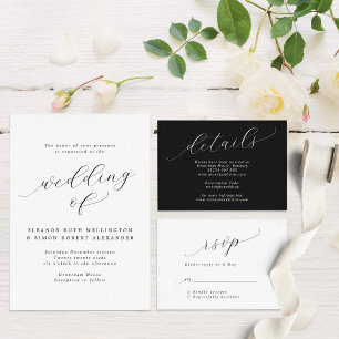 Invitation Mariage de calligraphie noir et blanc tout simplem