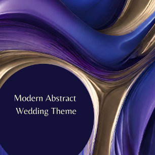 Wedding Program-Modern Abstract Blue Purple Gold-