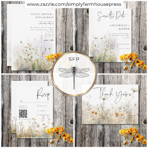 Rustic Summer Field of Wildflowers Save The Date