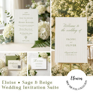 Elegant Sage Green & Beige Bridal Shower Invitation