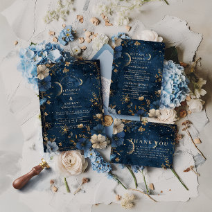 Moonlit Starflower Wedding Invitation