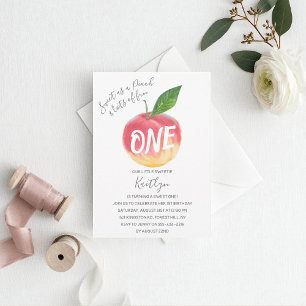 Sweet Little Peach 1st Birthday Photo Invitation