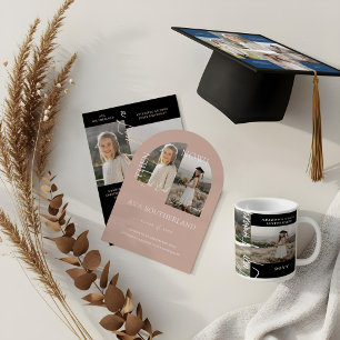 Modern Minimal Then & Now Graduation Party Photos Invitation
