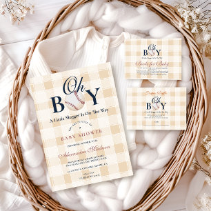 Vintage Baseball Boys Baby Shower Invitation