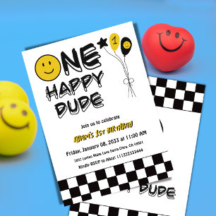 One Happy Dude Yellow Smile First 1st Boy Birthday Wrapping Paper