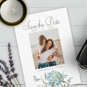 Blue Botanical Bohemian Watercolor Wedding Invitation
