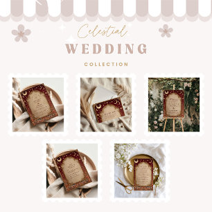 Celestial Burgundy Baroque Wedding Thank You Card