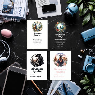 Retro Adventure Awaits Acrylic Graduation Party Acrylic Invitations