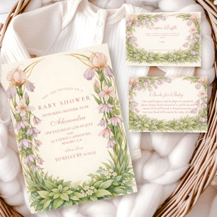 Vintage Iris And Bellflower Botanical Baby Shower Napkin