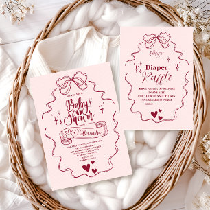 Cute Doodle Hand Drawn Bow Books for Baby Enclosure Card