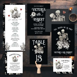 Till death do us Part Skeleton Couple Floral RSVP Invitation