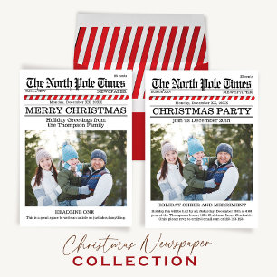 Multi Photo Merry Christmas North Pole Newspaper Holiday Card