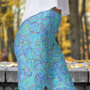 Vibrant Orange Cyclic Chaos Pattern Leggings