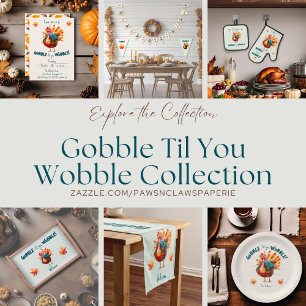Quirky  Light Green Watercolor Turkey Thanksgiving Apron