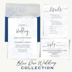 Classic Elegant Bold Typography Dusty Blue RSVP  Invitation