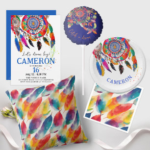 Serviette En Papier Couleur cool Arc-en-ciel Indien plume Aquarelle