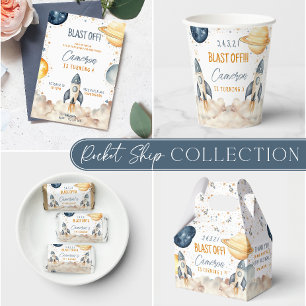 Space Rocket Ship Outer Space Birthday Party Favor Box