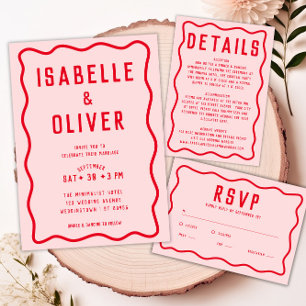 Cartons Réponse Courbe rétro brillante rouge rose brillant