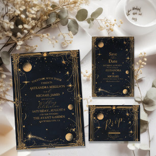 Vintage Celestial Moon Stars Wedding Save The Date