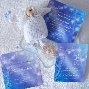 Invitation Porte de l'aube Mariage bleu chatoyant