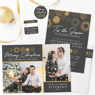Retro Holiday Gold Burst Personalized Gift Tag