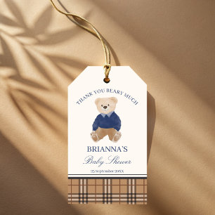 We can bearly wait classic plaid baby shower invitation