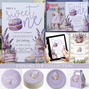 Sweet One First Birthday Pastel Violet Invitation