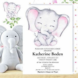 Girl's Elephant Watercolor Baby Shower Bucket List