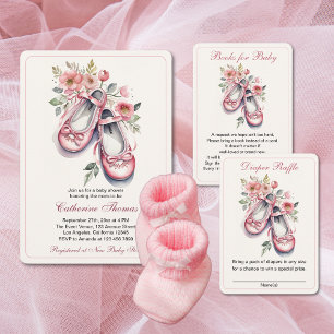 Vintage Pink Ballerina Shoes Girl Book Request Enclosure Card