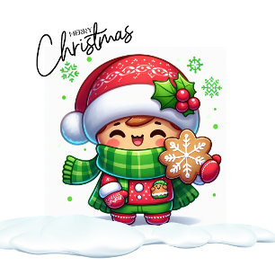 Merry Christmas Smiling Pigs With Santa Hats  Card