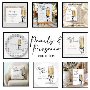 Pearls & Prosecco Black Bow Bridal Shower RSVP Card