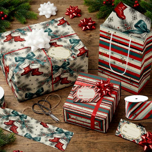 Vintage Christmas Santa’s Boots & Bows Holiday Card